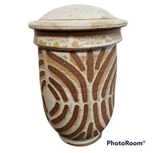 Vintage Signed One of a Kind Art Pottery Canister with Lid Jim Boldt James Boho